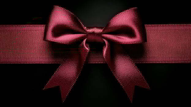 Elegant red satin bow on a dark background perfect for gift wrapping and decoration photo