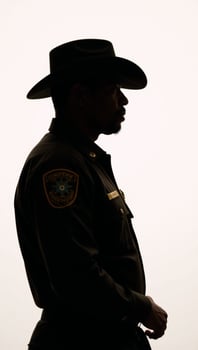 AfricanAmerican male sheriff depicted as an art silhouette photo