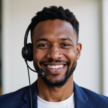 A smiling young man with headgear AfricanAmerican photo