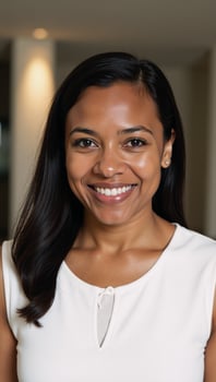 AfricanAmerican woman portrayed happily in a photograph photo