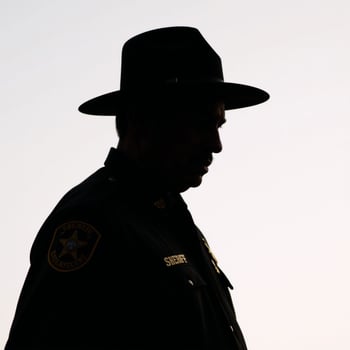 AfricanAmerican male sheriff depicted as an art silhouette photo