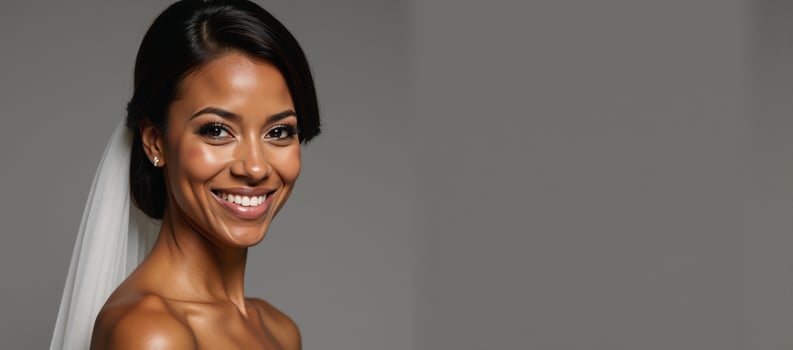Portrait of an African American Bride with radiant smile photo