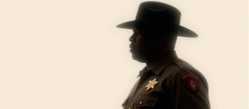 AfricanAmerican male sheriff depicted as an art silhouette photo