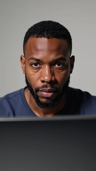 Artificial Intelligence Cyber Security Threat Concept black African American male IT specialist photo