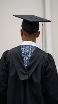 AfricanAmerican graduate in cap gown unidentifiable Black student photo