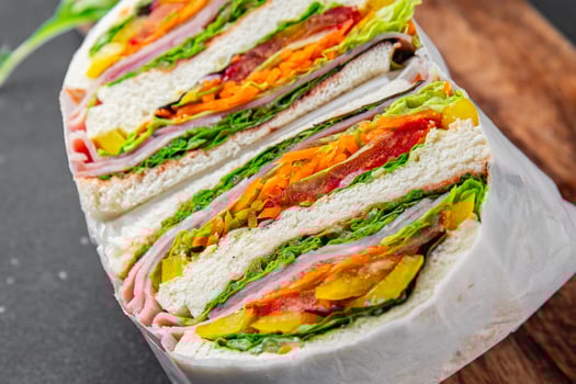 sandwich food vegetables and ham meat spam fresh meal food snack on the table copy space food photo