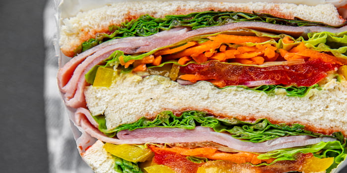 sandwich food vegetables and ham meat spam fresh meal food snack on the table copy space food photo