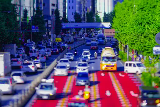 A miniature urban street in Tokyo tiltshift photo
