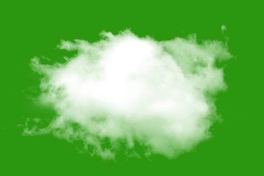 Fluffy White Cloud on Vibrant Green Background for Creative Design and Artistic Projects photo