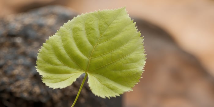 A green leaf on a rock photo