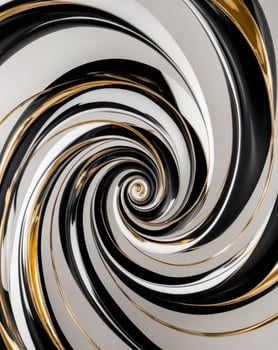 A black and gold swirl with a white background photo