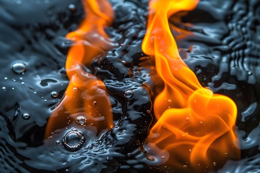 Fiery Abstract Concept with Flames on Black Liquid for Creative Design photo