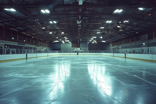 An empty ice arena for hockey or figure skating. photo
