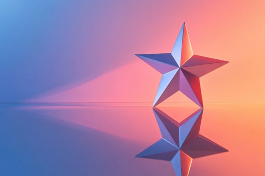 A Silver Star Reflecting on a Gradient Background photo