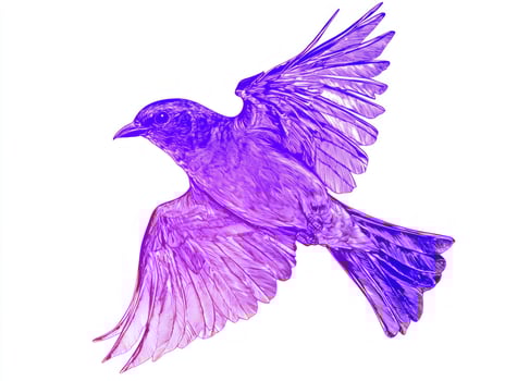 stunning purple martin glides effortlessly through the air, its wings slightly tucked, capturing the elegance and beauty of avian flight against a minimalist background. photo
