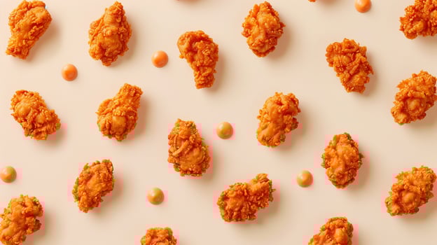 Chicken fried crunchy simple food seamless pattern photo