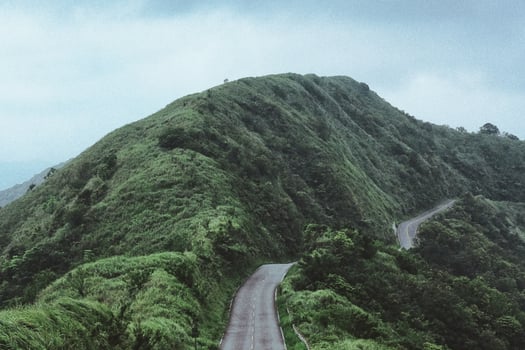 The unique beauty of the mountain road photo