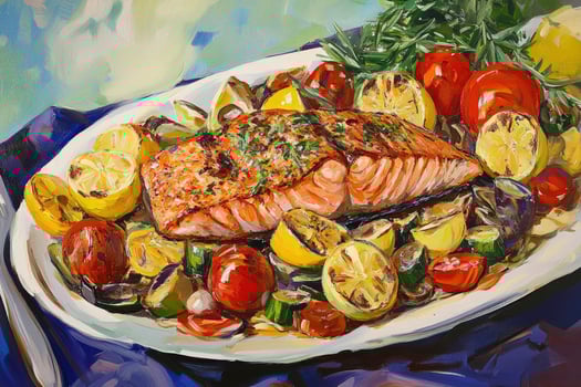 Salmon painting - salmon fine art print photo