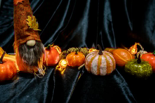 Halloween decorations background. Halloween Scary pumpkin head on wooden table Halloween holiday concept photo
