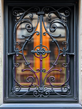 Decorative wrought iron grilles protecting window photo
