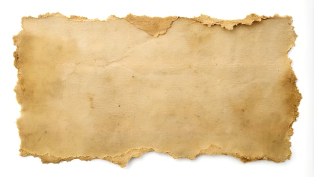 Vintage Background of Ancient Torn Paper Texture with Spots on Isolated White Background photo