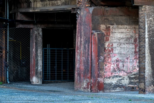 Old industrial building showing signs of decay photo