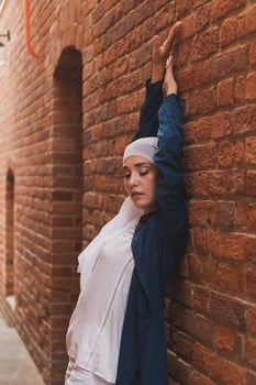 Portrait of a Muslim woman posing outdoors. Modern islamic female concept photo