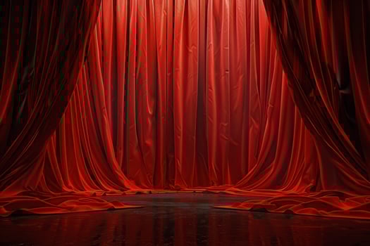 Red Velvet Curtains Draped for a Stage Performance photo