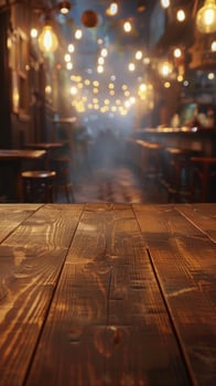 Wooden Table With Blurry Background photo