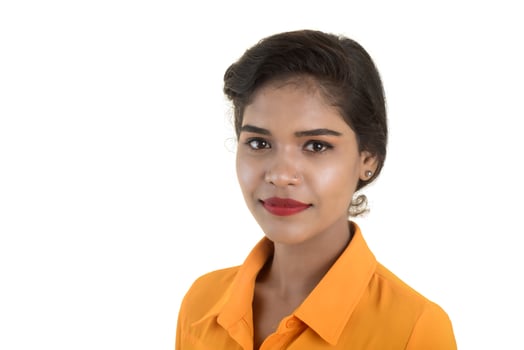 Portrait of beautiful young smiling girl photo