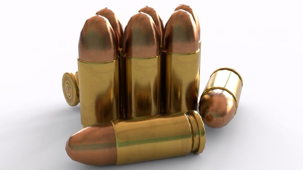 9mm caliber with white background photo