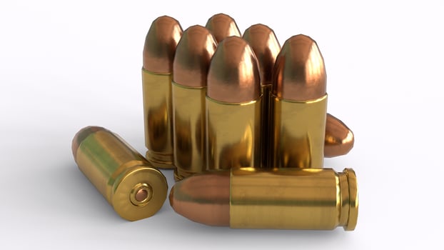 9mm caliber with white background photo