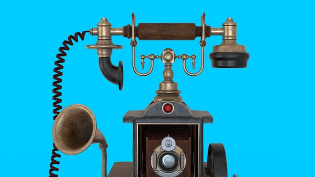 Antique smart telephone with camera photo