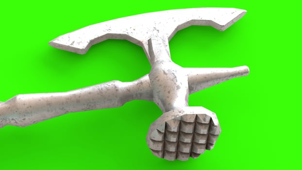 butcher poleaxe with green background photo