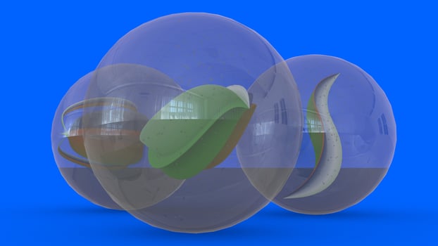 Glass Marbles with blue background photo