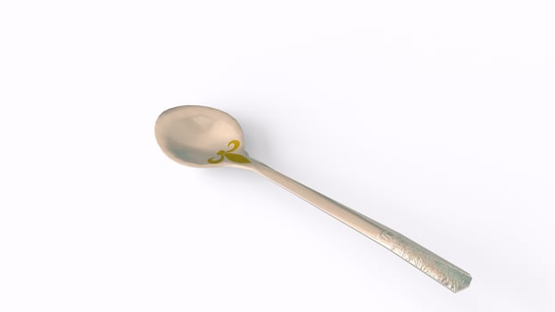 silver spoon with white background photo