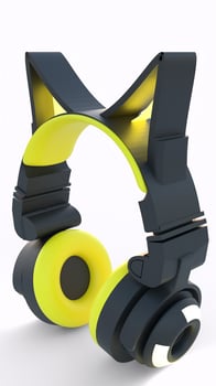 yellow and black headphones with white background photo