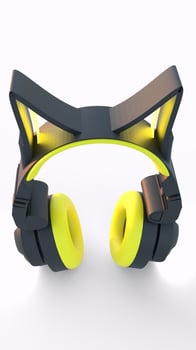 yellow and black headphones with white background photo