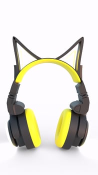 yellow and black headphones with white background photo