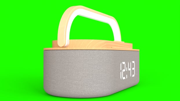 wireless alarm clock with green background photo
