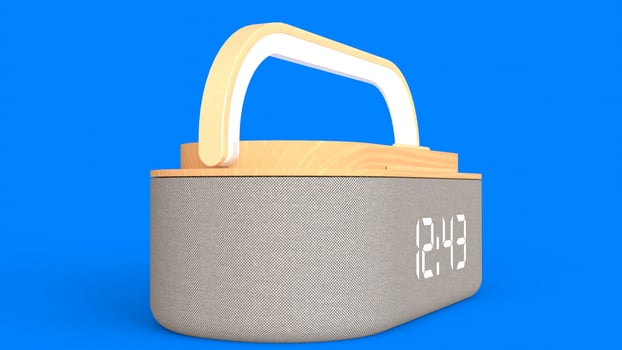 wireless alarm clock with blue background photo