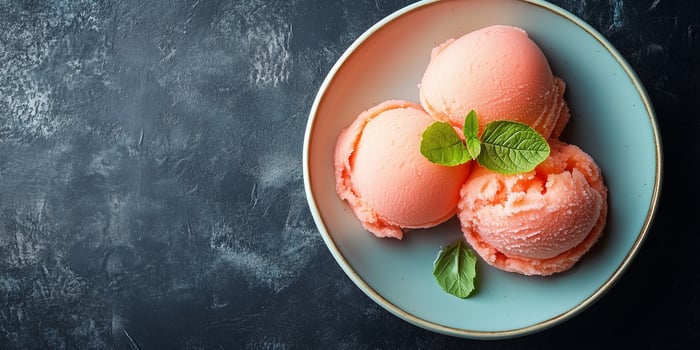 Grapefruit sorbet palate cleanser between meal courses on fine china photo