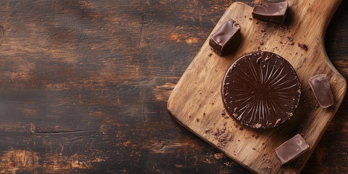 Cross-section of wheel candy revealing inner texture on cutting board photo