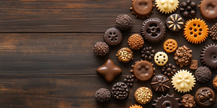 Wheel confections arranged to resemble gears in a machine photo