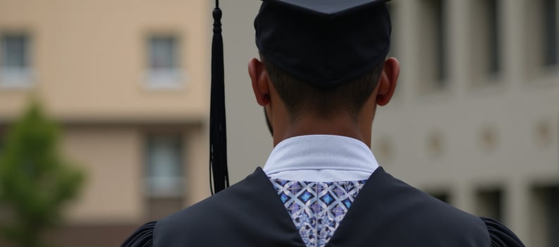 AfricanAmerican graduate in cap gown unidentifiable Black student photo