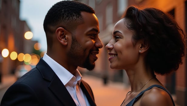 Closeup portraits of an affectionate young African American couple photo