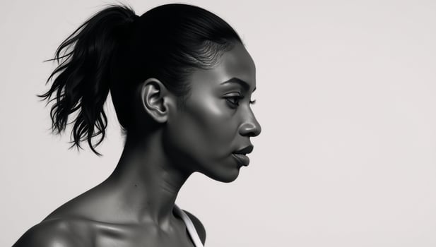 Isolated profile art showcasing an African American woman with fashionable attire photo