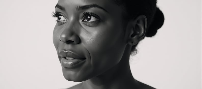 Contemplative portrait showcasing an elegant African American woman photo