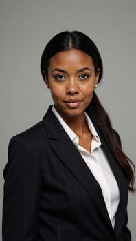 A female African American attorney judge depicted in a portraitstyle image photo