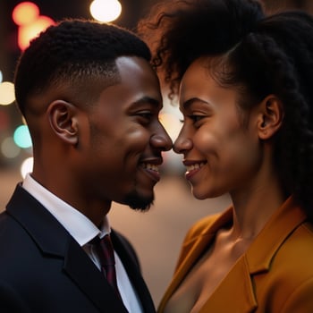 Closeup portraits of an affectionate young African American couple photo